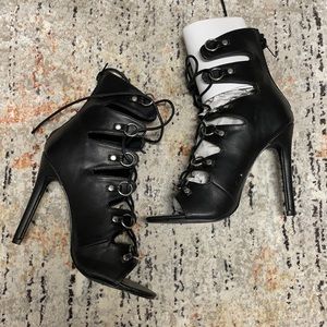 Lace-Up O-Ring Heels